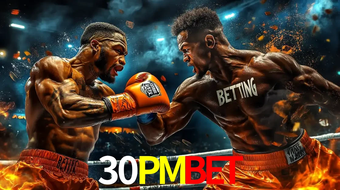Dois boxeadores em uma luta intensa e explosiva, representando a adrenalina e as oportunidades de apostas em esportes de combate disponíveis na plataforma 30PMBET.